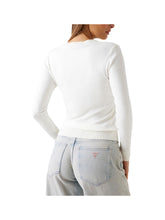 Guess Maglione Reyna con logo frontale in strass Bianco